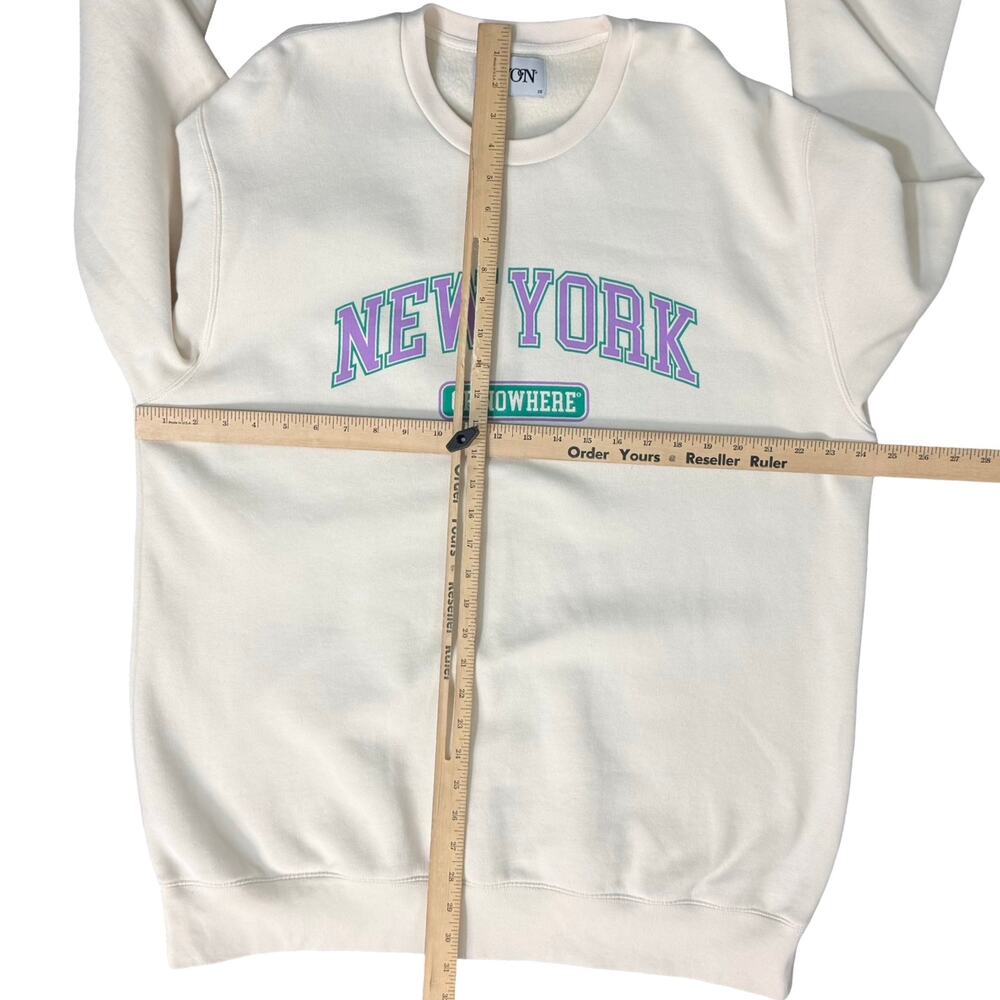 New York or Nowhere NYON Cream Purple Green Crew Neck Sweatshirt size 2X / XXL - Picture 6 of 9